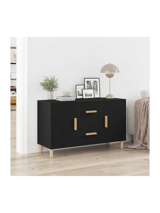 Wooden Sideboard with Drawers Black Oak 100x36x60cm