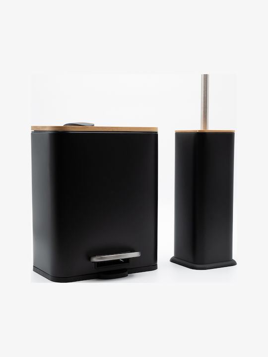 TnS Bamboo Cubic Bamboo Set Toilet Brush and Ba...