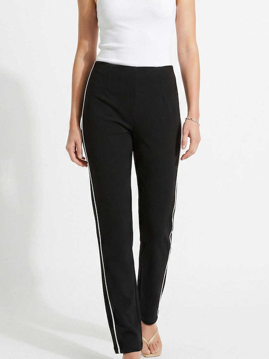 Damen Stoffhose Gestreift Schwarze T26106-MAUR