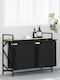 vidaXL Wooden Laundry Basket with Lid Black