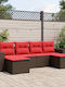 Outdoor Corner Sofa Rattan With Cushions 55x62x69cm