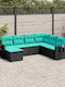Canapea De Colț De Exterior Din Rattan Cu Perne 62x62x69cm