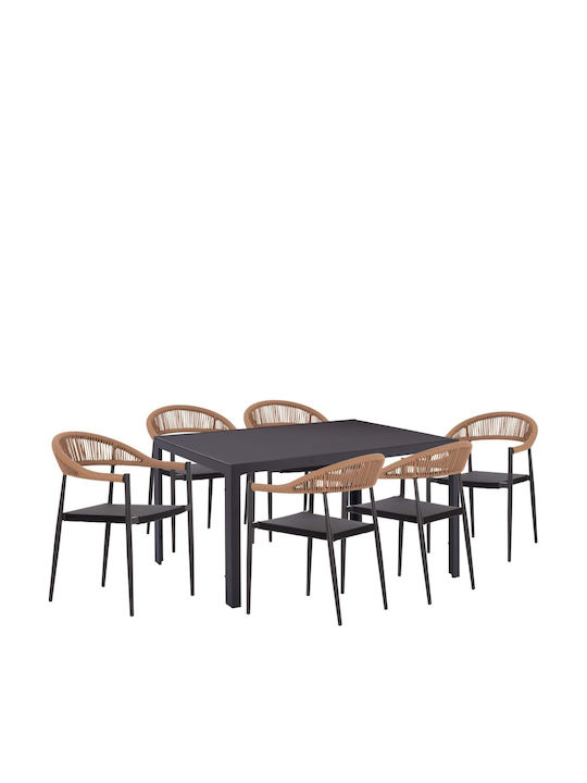 Garten- und Outdoor-Möbelsets Speisesaal 7 Stück Grau