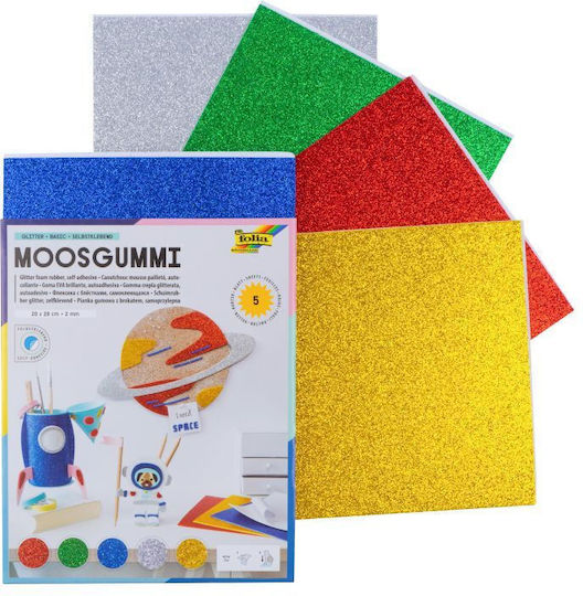 Αφρωδες Φυλλο Glitter Basic Αυτοκολλητο Στην Μια Οψη 20x29 5φυλλα-5χρωματα
