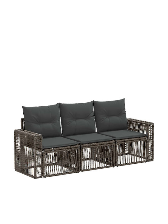 3-Seater Outdoor Rattan Sofa with Cushions 65.5x62x70cm