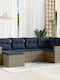 Ecksofa Outdoor Rattan mit Kissen 62x62x69cm