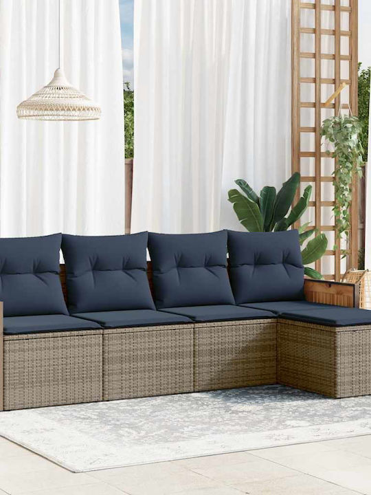 Outdoor Corner Sofa Rattan with Cushions 55x62x69cm