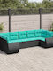 Outdoor Corner Rattan Sofa With Cushions 62x62x69cm