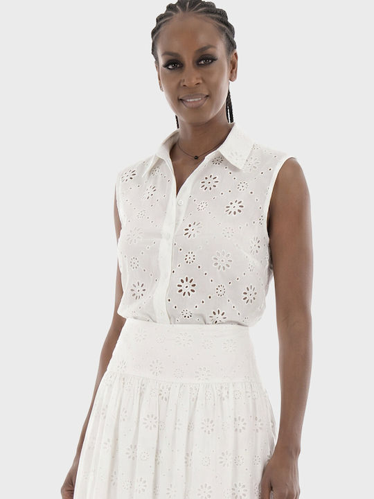 Sleeveless Women's Shirt White