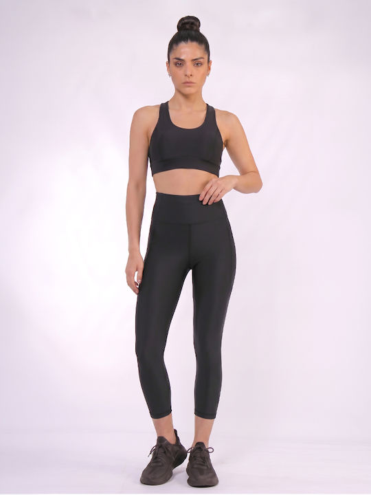 Training Γυναικείο Cropped Κολάν Σύσφιξης Ψηλόμεσο & Push Up Μαύρο