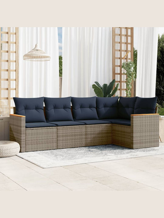 Outdoor Corner Rattan Sofa with Cushions 62x62x...