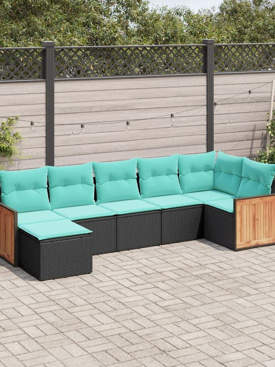 Ecksofa Outdoor Rattan mit Kissen 62x62x69cm