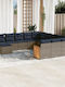 Ecksofa Outdoor Rattan mit Kissen 55x62x69cm