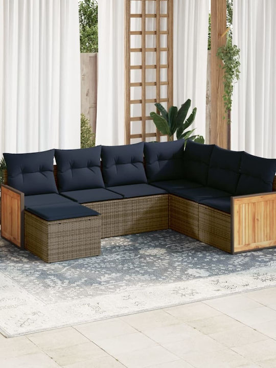 Canapea De Colț Pentru Exterior Din Rattan Cu Perne 62x62x69cm