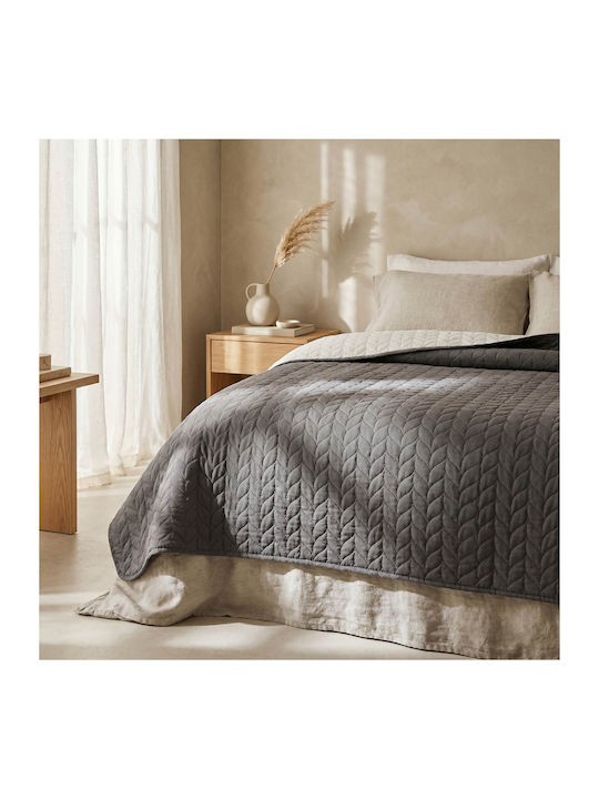 Easy Home Single Polyester Gray Coverlet 160x220cm