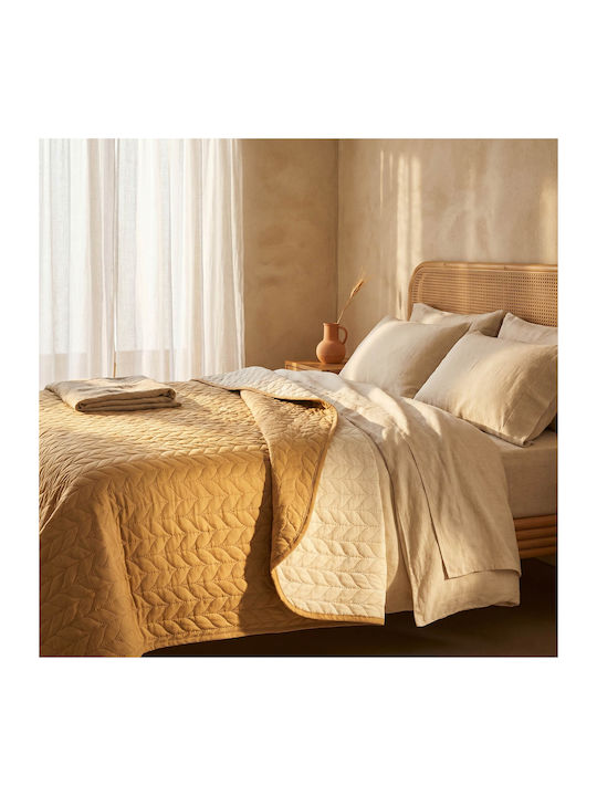 Easy Home Double Coverlet Made of Polyester Beige 230x220cm