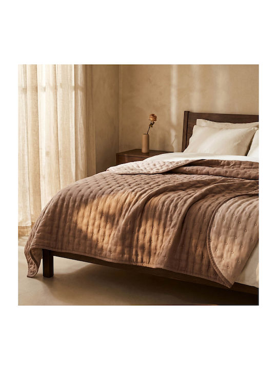 Easy Home Κουβερλί Υπέρδιπλο Microfiber Μπεζ 220x230cm