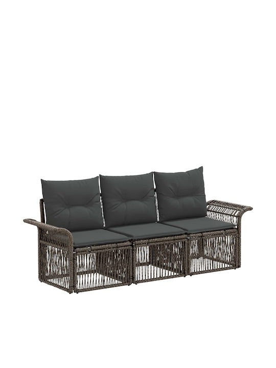 3-Seater Outdoor Rattan Sofa with Cushions 70.5...