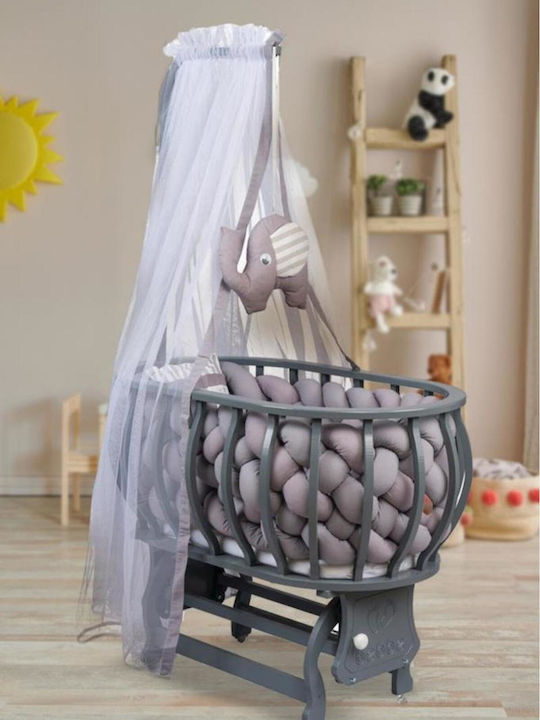 SteweHome Babywiege mit Matratze und Rädern Grau