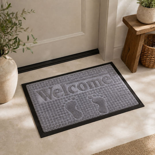 My Home Luxury Πατάκι Εισόδου Welcome Γκρι 45x75εκ.