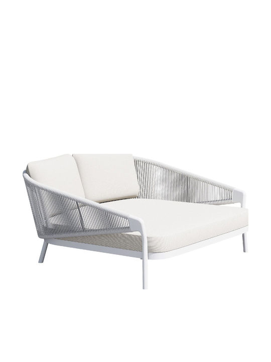 Zweisitziges Outdoor-Sofa Metallisch Weiß mit Kissen 157x149x80cm