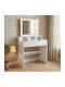 Floor-Standing Makeup Dressing Table Wooden White with Mirror 80x40x145cm