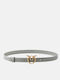 Leather Women's Belt Gray