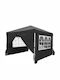 Costway Foldable Garden Gazebo with LEDs Black 3x3m