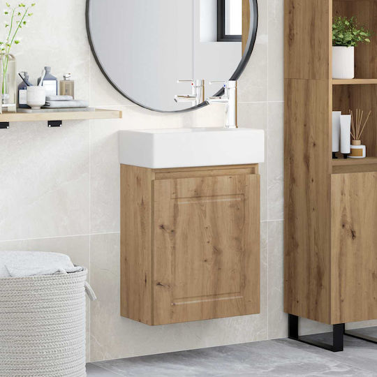 vidaXL Vanity Unit with Sink M45.5xL22.5xH84cm Oak