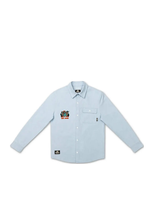 Μακρυμάνικo Τζιν Overshirt σε Κανονική Γραμμή Μπλε