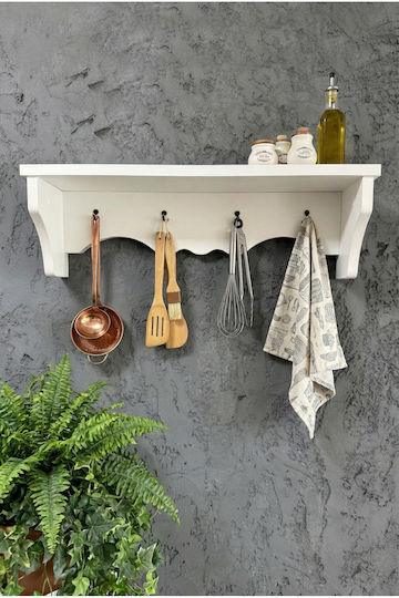 SteweHome Wooden Wall Hanger 4 Hooks 60x14x14cm SteweHome Wooden Wall Hanger 4 Hooks 60x14x14cm