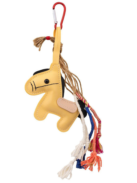 Keychain Bag Charm Unisex Large Leather Pony Yellow