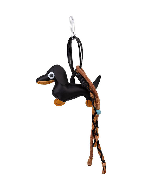 Keychain Bag Charm Unisex Large Leather Dog Dosen Black