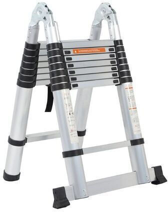 Scară Telescopică din Aluminiu Dublă cu 16 Trepte Înălțime Maximă 5m