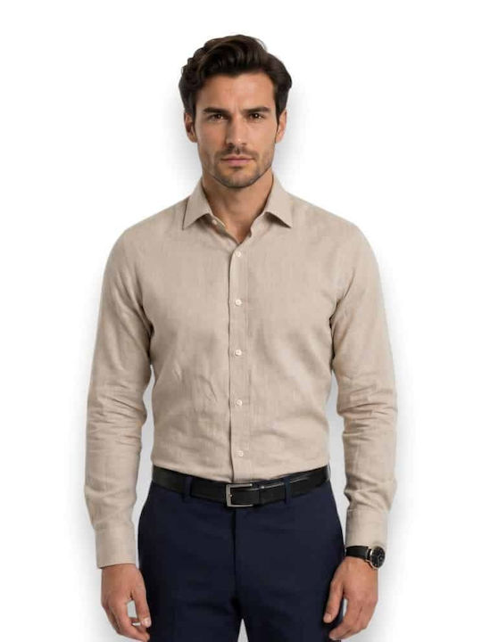 Camasa Barbati Maneca Lunga Bumbac Regular Fit Bej