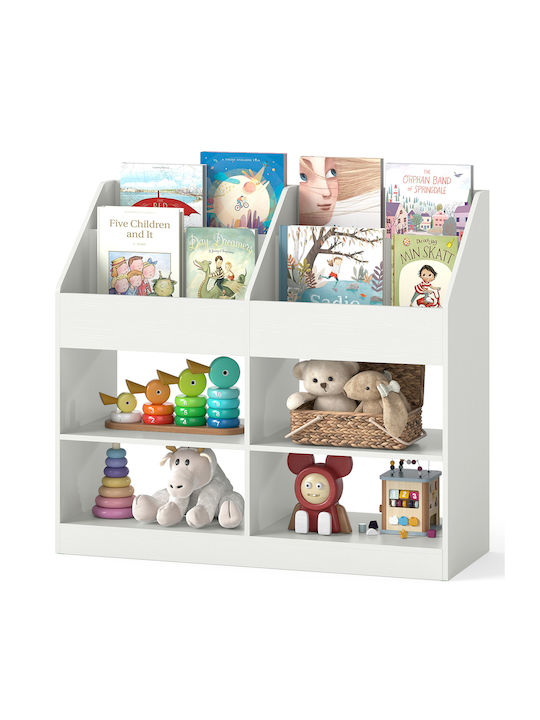 Bibliotecă de Pardoseală din Lemn Alb 80x34x90cm