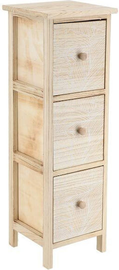 Storage Drawers from Wood with 3 Drawers L25xW25xH77cm Storage Drawers from Wood with 3 Drawers L25xW25xH77cm