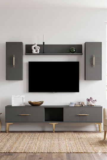 Living Room TV Unit Gray L150xW30xH41cm Living Room TV Unit Gray L150xW30xH41cm