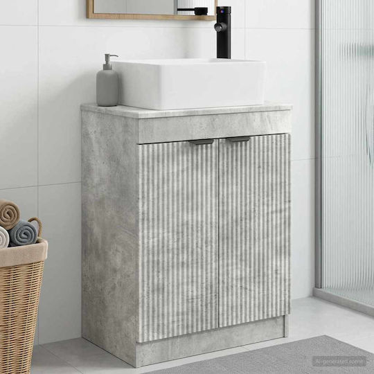 vidaXL Badezimmer Waschtisch-Einheit Ohne Waschbecken Mit Spiegel M54xB35xH83cm Graues