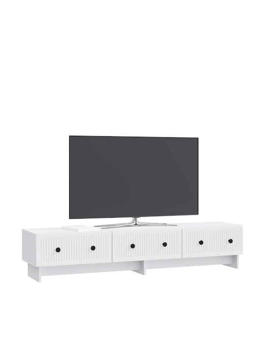 Шкаф За Телевизор От Метал И Дърво Бял 147x34.5x30cm