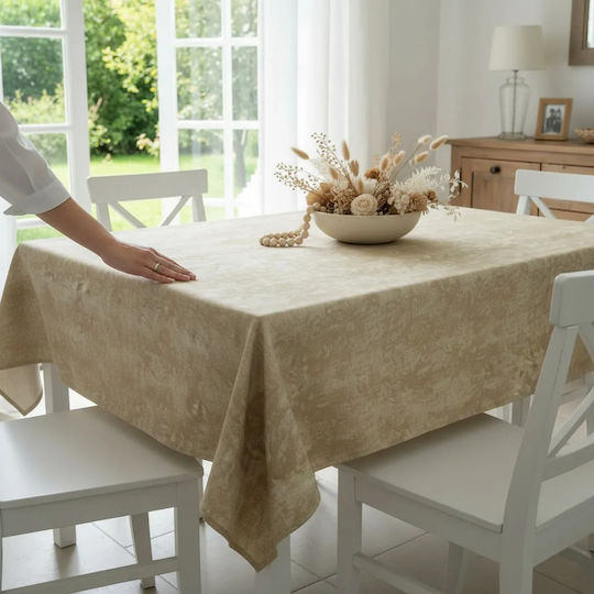 Cotton Stain Resistant Ecru Tablecloth 140x180cm