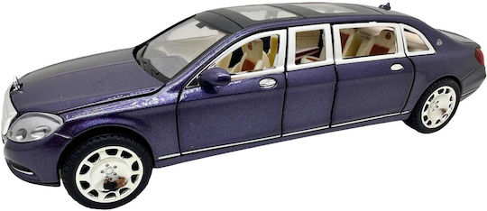 Mercedes-maybach Pullman Limousine Blue 1:24 Metal Replica Lights Sounds Functional Doors Hood Trunk
