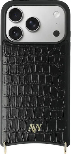 AVY Back Cover Δερμάτινο με Λουράκι Μαύρο (iPhone 17 Pro)