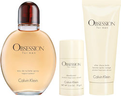 Set Calvin Klein Obsession Eau De Toilette Men 125 Ml + Obsession Calming After-shave Balm 100 Ml + Obsession Anti-sweat Deodorant Stick Men 75 G