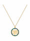 Tree Necklace Made of Gold Plated Steel Blue