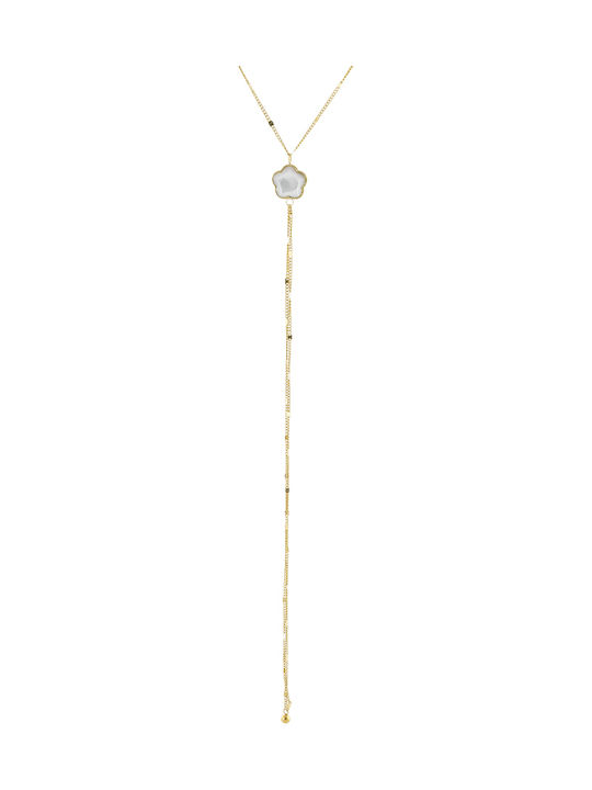 Loisir Necklace With Flower Design Made Of Gold Plated Steel