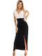 Summer Maxi Dress for Wedding / Christening Black And Beige With Glitter