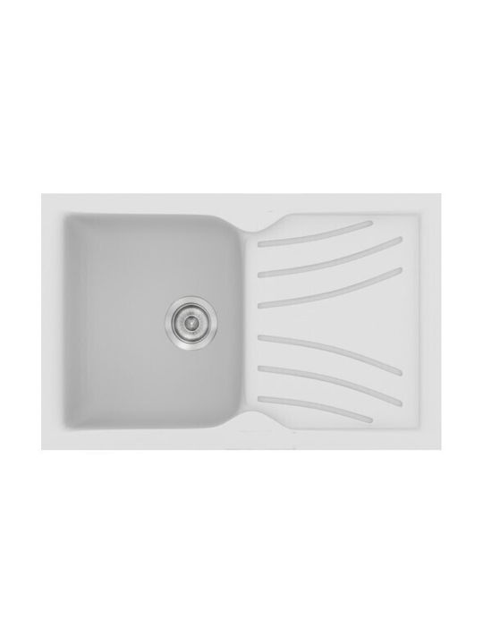Sanitec Classic 337 Drop-In Kitchen Sink Inox with Faucet M86xW50cm White