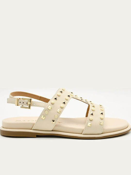 Stonefly Leder Flache Sandalen für Damen Beige