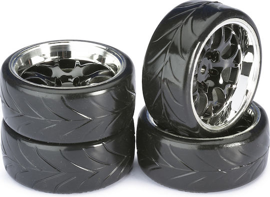 Absima Wheel Set Drift Lp " Comb Profile A" Black Chrome 1:10 4 Pcs Absima
